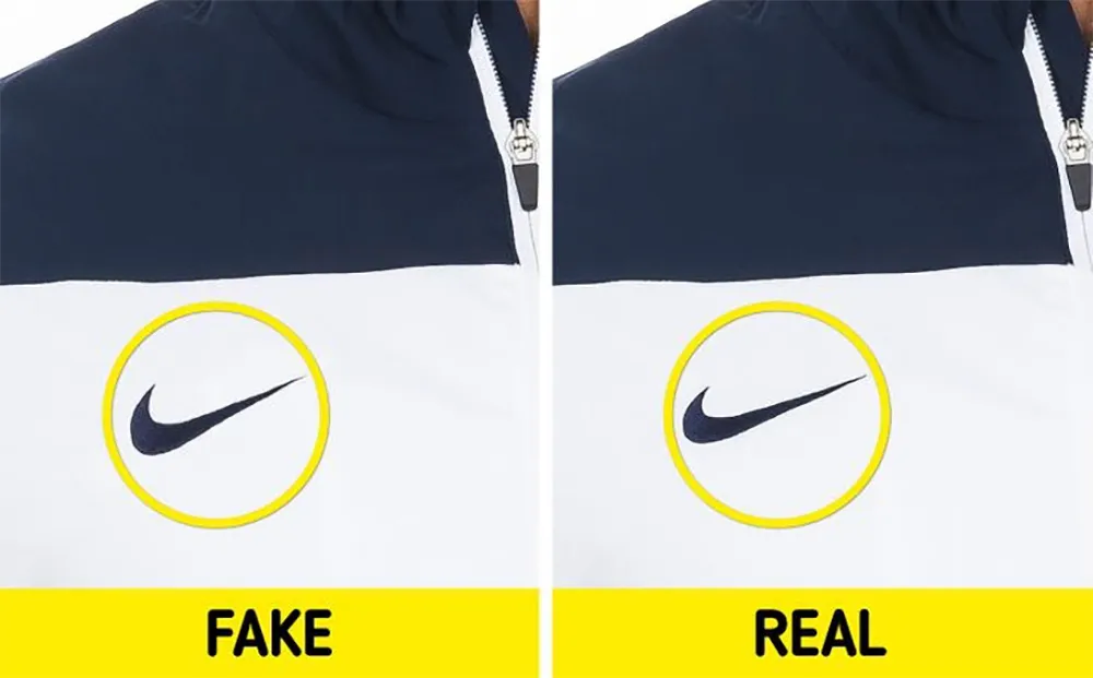 Phân biệt áo khoác Nike thật giả qua Logo