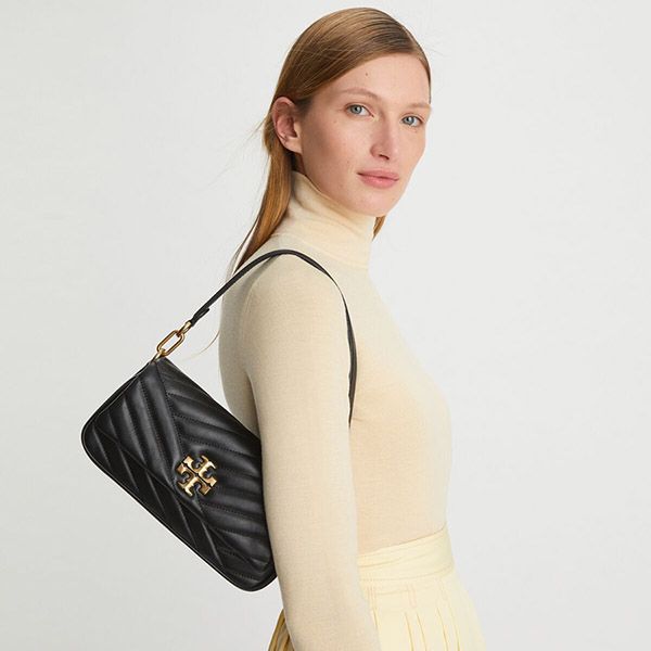 Túi Đeo Chéo Nữ Tory Burch Small Kira Chevron Flap Shoulder Bag Màu Đen - Túi xách - Vua Hàng Hiệu