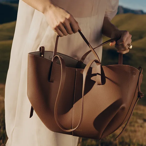Túi Tote Nữ Polène Cyme Mini Edition Textured Camel Màu Nâu - Túi xách - Vua Hàng Hiệu