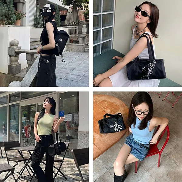 Túi Trống Nữ MLB Basic Nylon Sportive Shoulder Bag New York Yankees 3ABQL024N-50BKS Màu Đen - Túi xách - Vua Hàng Hiệu
