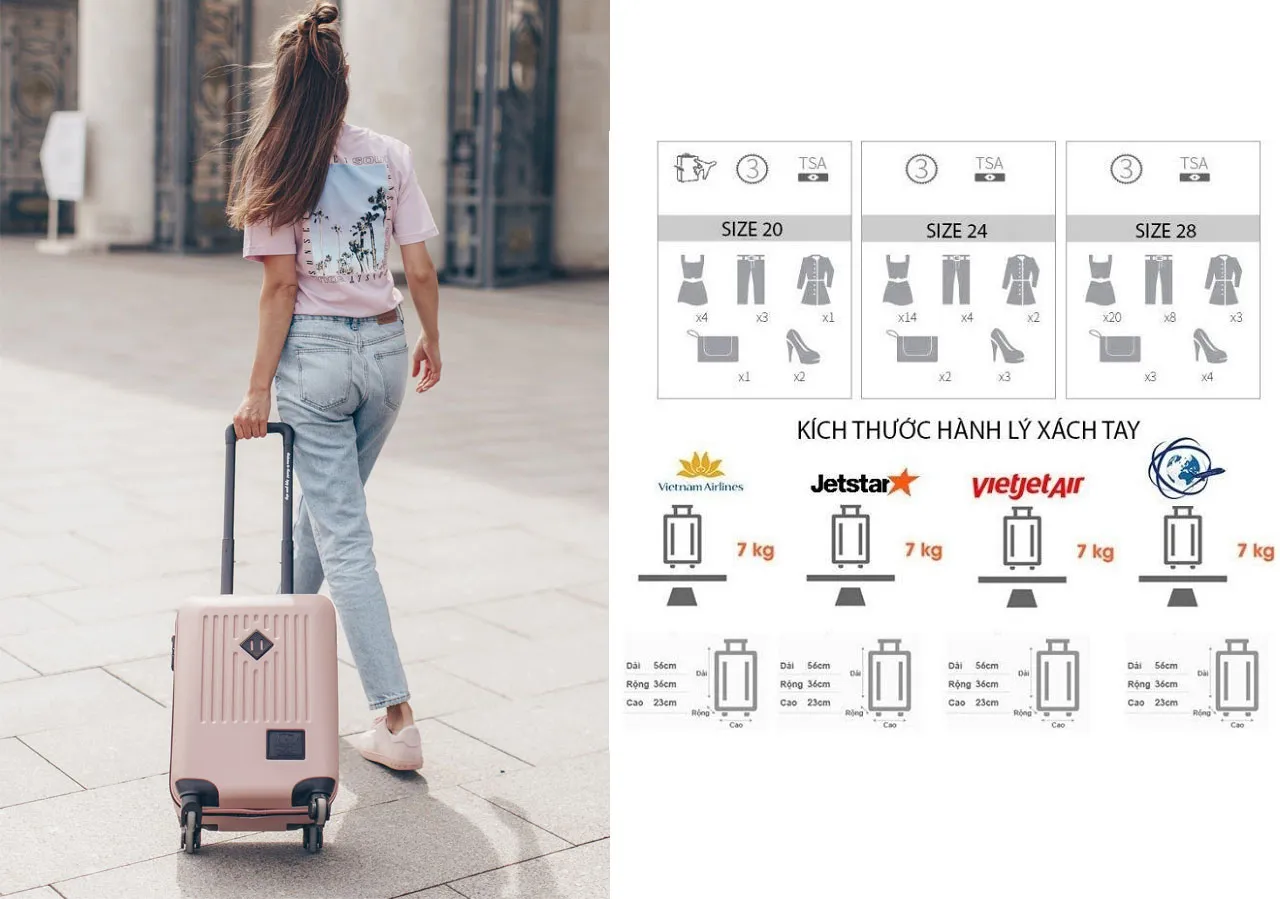 Vali size 20 xách tay được không? Lưu ý cần biết khi đi máy bay