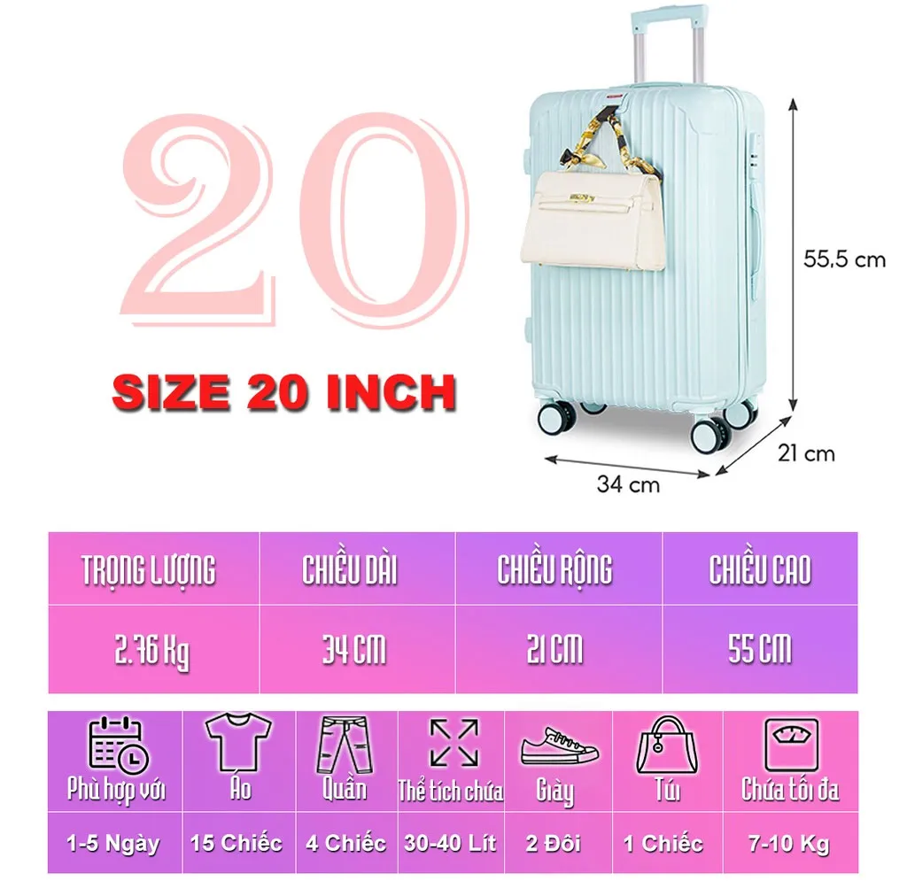 Vali size 20 xách tay được không? Lưu ý cần biết khi đi máy bay