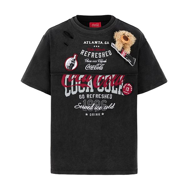 Áo Phông Nữ 13 De Marzo X Coca-Cola Bear Layered Logo Tshirt Black Màu Đen Size S - Thời trang - Vua Hàng Hiệu