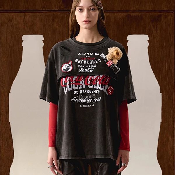 Áo Phông Nữ 13 De Marzo X Coca-Cola Bear Layered Logo Tshirt Black Màu Đen Size S - Thời trang - Vua Hàng Hiệu