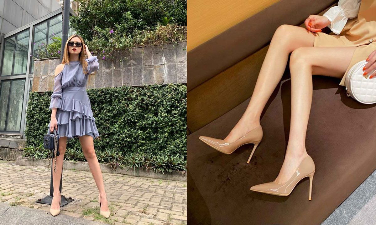 Giày cao gót màu nude hack dáng cực đỉnh