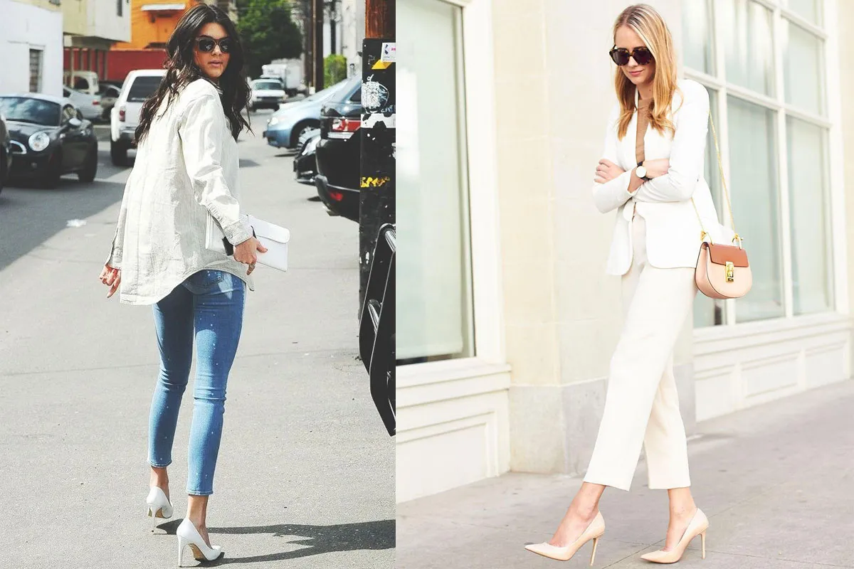 Giày cao gót màu trắng thanh thoát