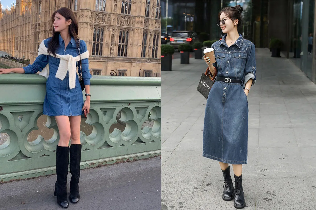 Váy denim trẻ trung, thanh lịch cho nữ mùa thu