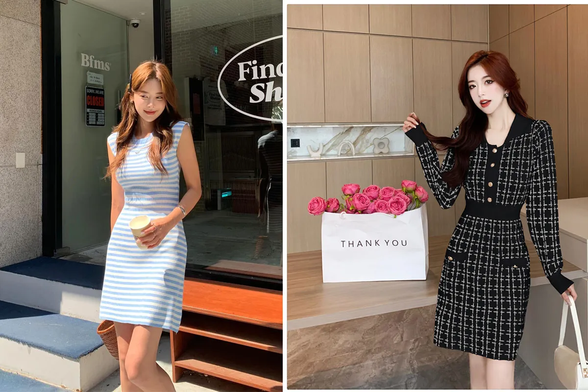 Váy dệt kim hợp vibe mùa thu