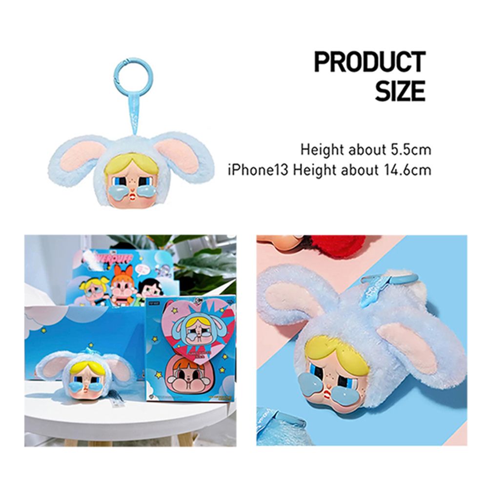 Móc Khóa Pop Mart Crybaby × Powerpuff Girls Series Vinyl Face Plush Bunny Bubbles Màu Hồng Xanh - Phụ kiện - Vua Hàng Hiệu