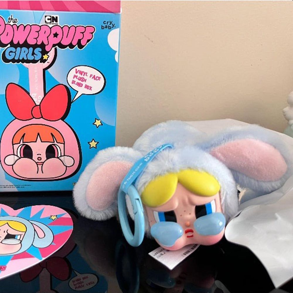 Móc Khóa Pop Mart Crybaby × Powerpuff Girls Series Vinyl Face Plush Bunny Bubbles Màu Hồng Xanh - Phụ kiện - Vua Hàng Hiệu