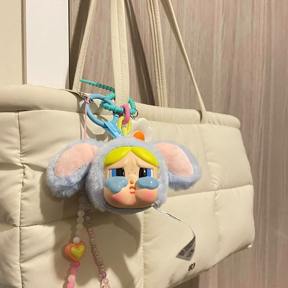 Móc Khóa Pop Mart Crybaby × Powerpuff Girls Series Vinyl Face Plush Bunny Bubbles Màu Hồng Xanh - Phụ kiện - Vua Hàng Hiệu