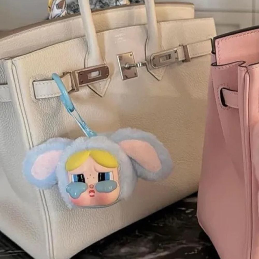 Móc Khóa Pop Mart Crybaby × Powerpuff Girls Series Vinyl Face Plush Bunny Bubbles Màu Hồng Xanh - Phụ kiện - Vua Hàng Hiệu