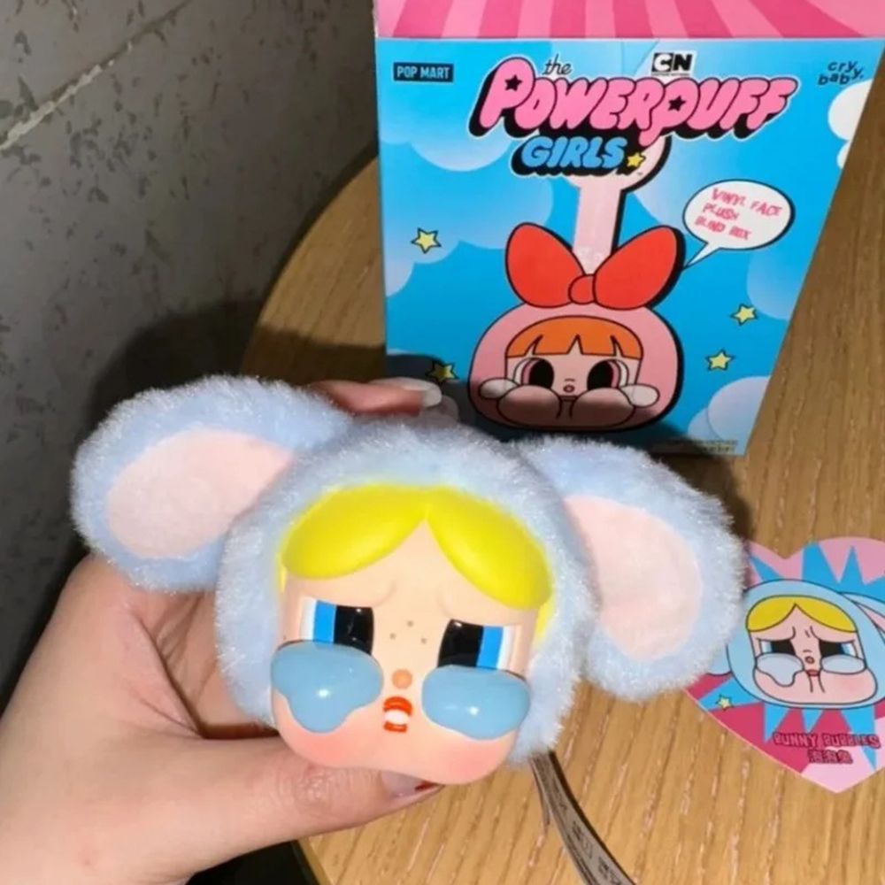 Móc Khóa Pop Mart Crybaby × Powerpuff Girls Series Vinyl Face Plush Bunny Bubbles Màu Hồng Xanh - Phụ kiện - Vua Hàng Hiệu