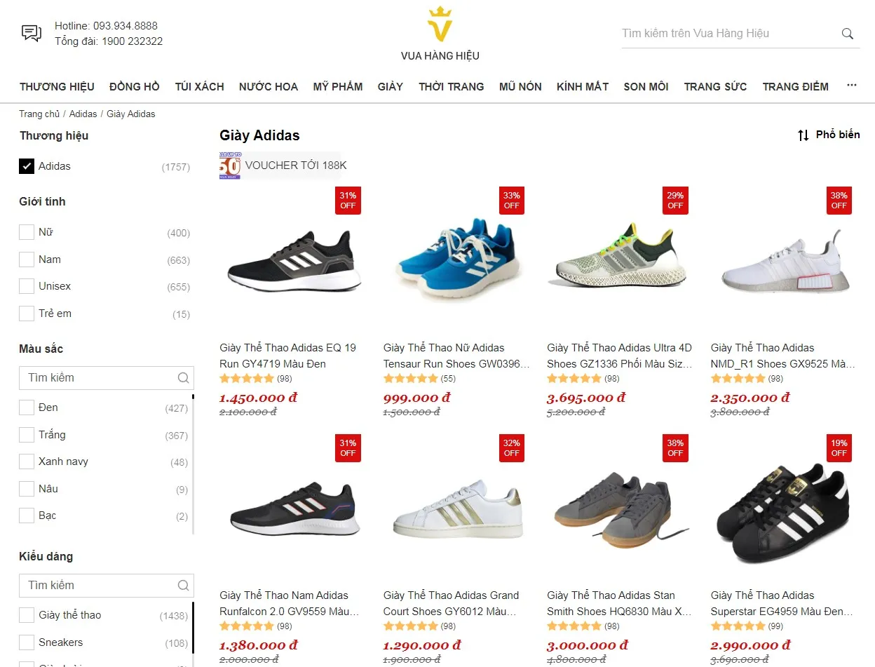 Mua Giày Adidas Chính Hãng Tại Vua Hàng Hiệu