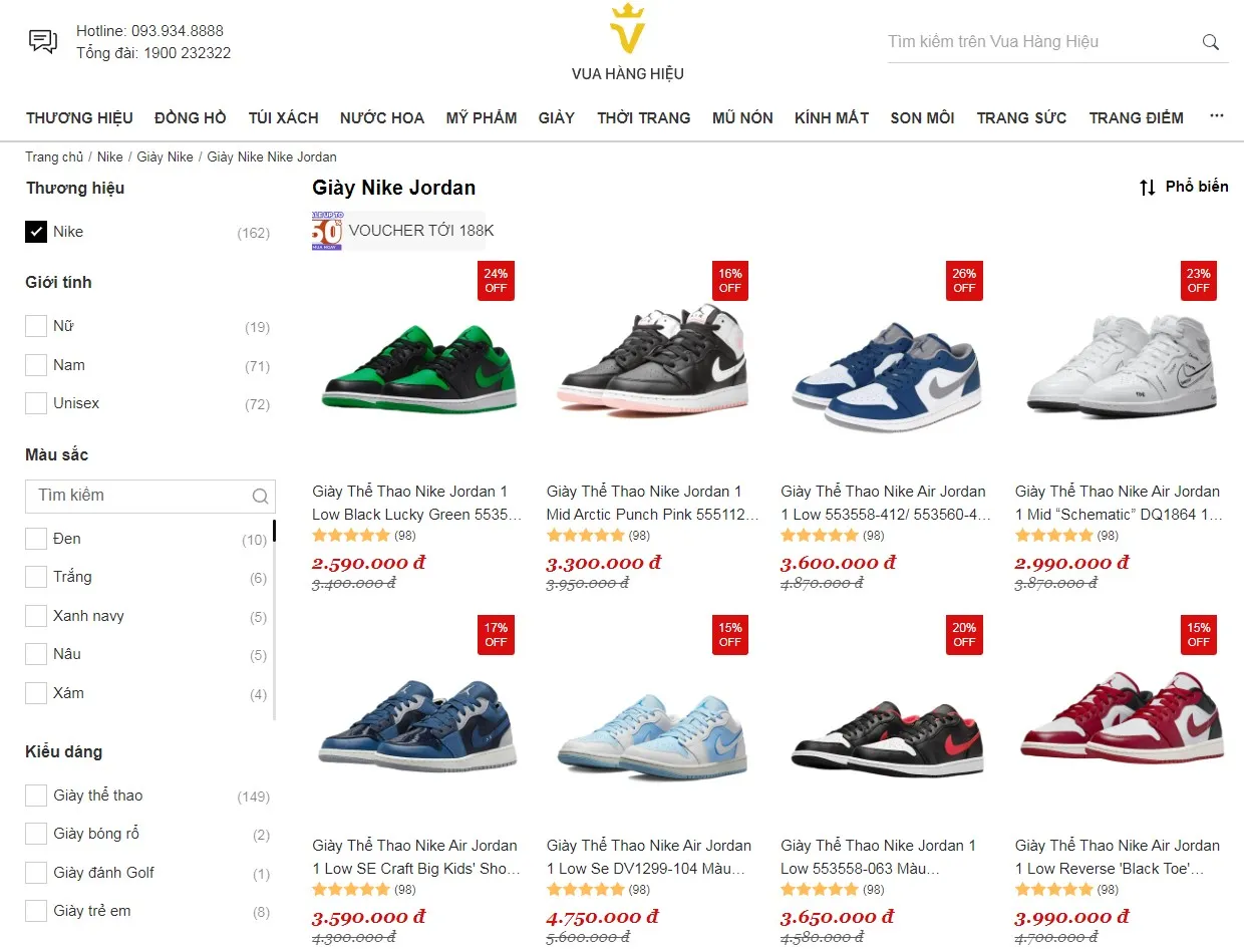 Mua Giày Nike Jordan Chính Hãng Tại Vua Hàng Hiệu