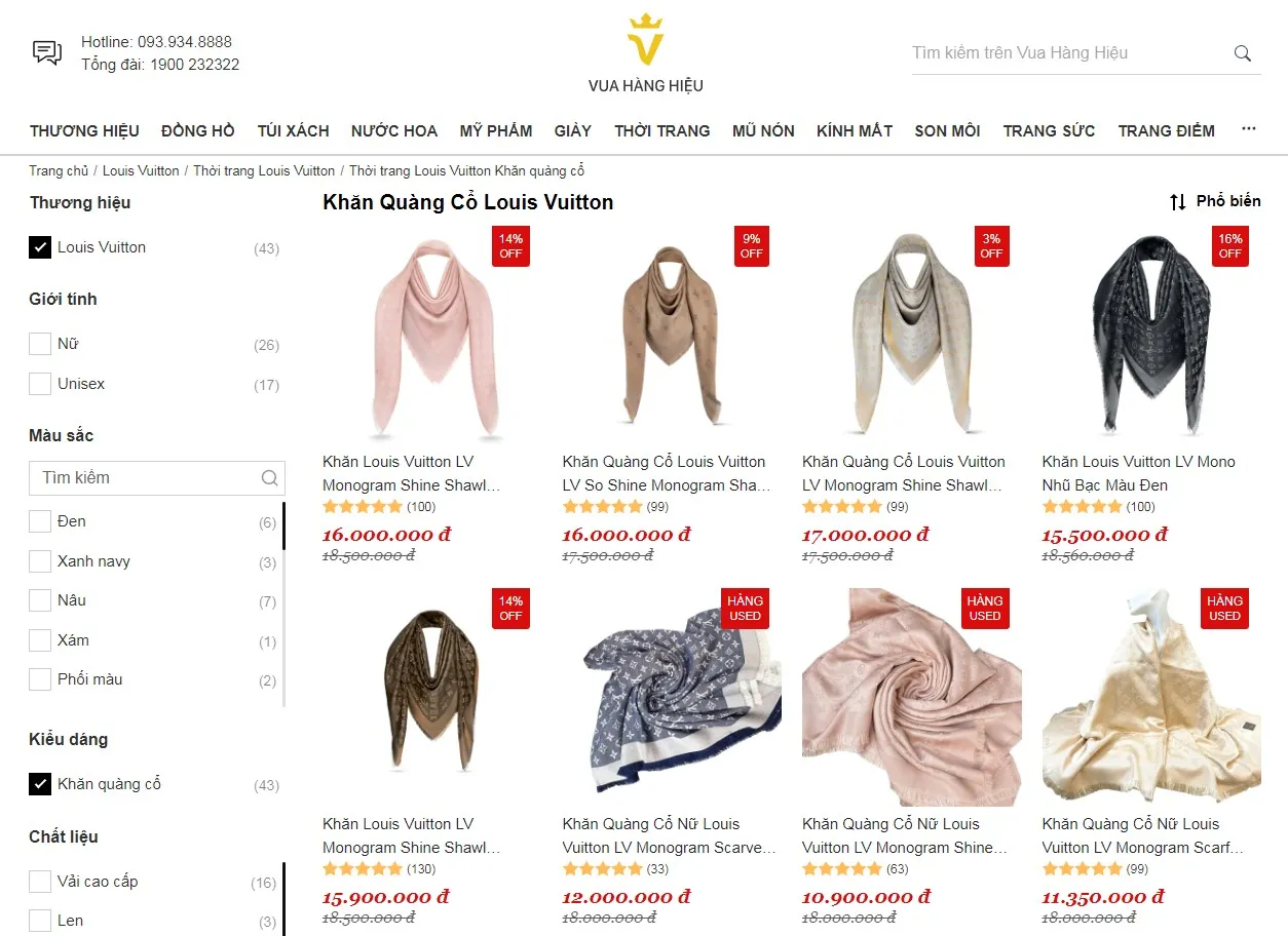 Mua Khăn Quàng Cổ Louis Vuitton Chính Hãng Tại Vua Hàng Hiệu