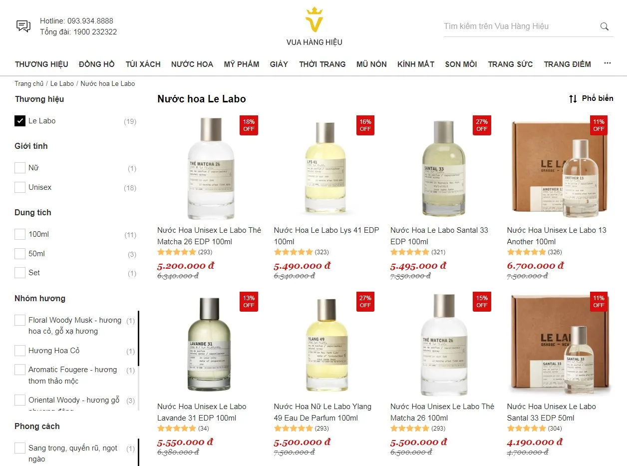 Mua Nước Hoa Le Labo Chính Hãng Tại Vua Hàng Hiệu