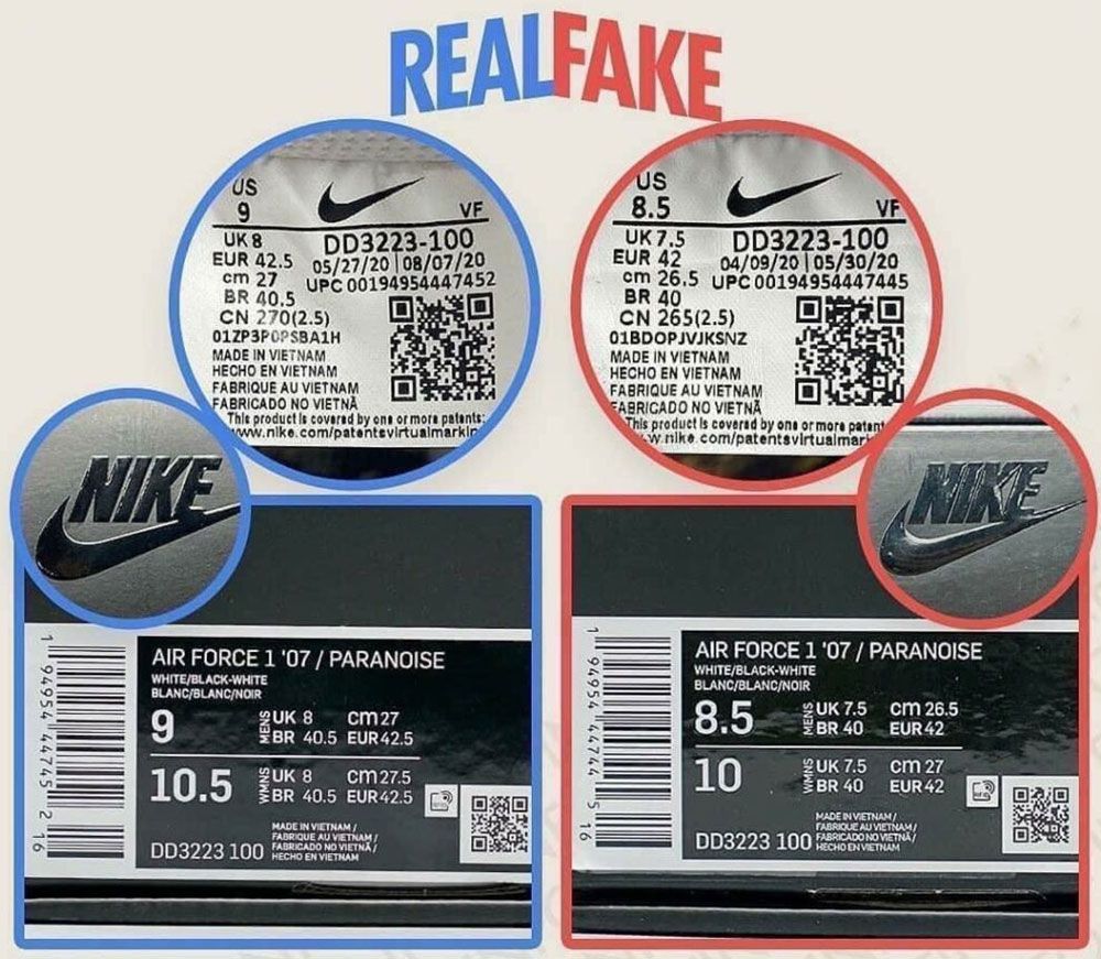 9 Cách phân biệt giày Nike Air Force 1 thật giả chính xác