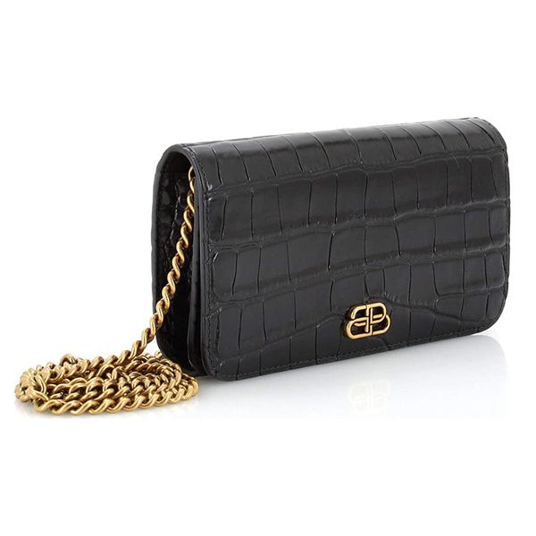 Túi Đeo Chéo Nữ Balenciaga Touch B Crocodile Embossed Leather Crossbody Bag Màu Đen - Túi xách - Vua Hàng Hiệu