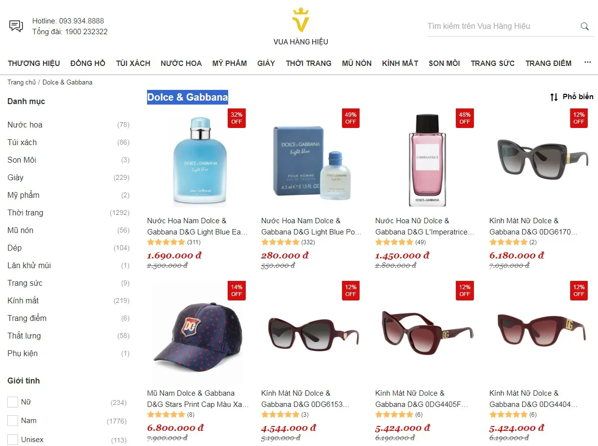 Mua đồ Dolce & Gabbana chính hãng tại Vua Hàng Hiệu