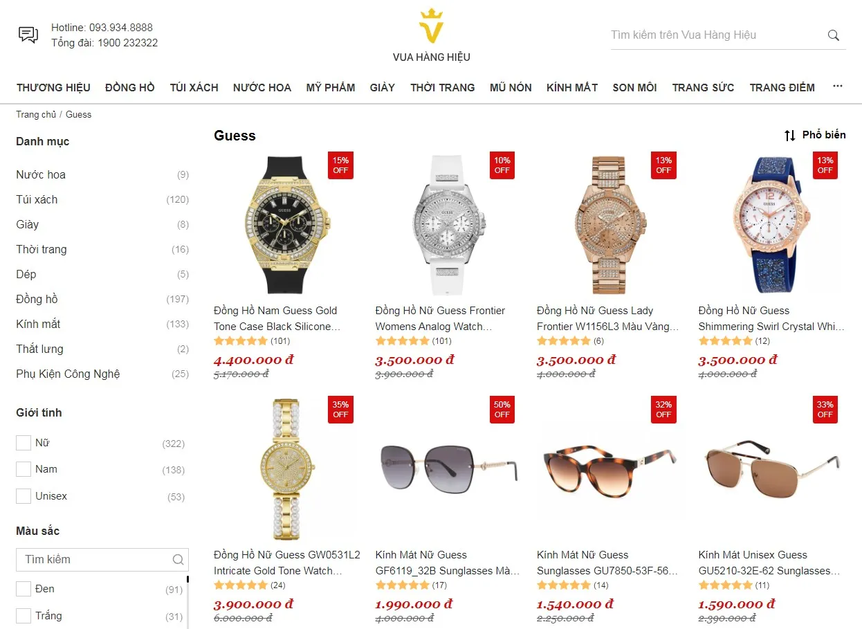 Mua đồ Guess chính hãng tại Vua Hàng Hiệu