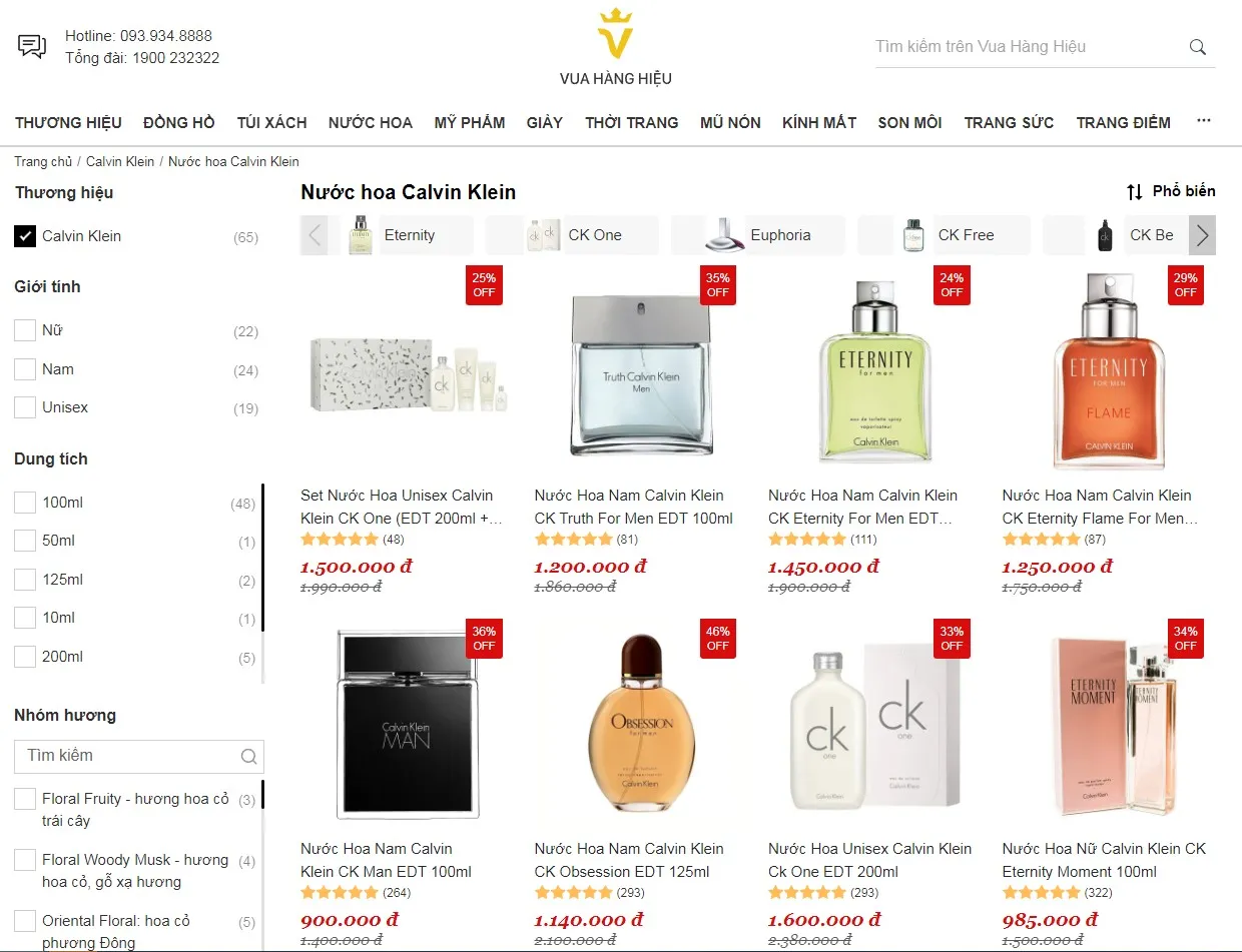 Mua Nước Hoa Calvin Klein Chính Hãng Tại Vua Hàng Hiệu