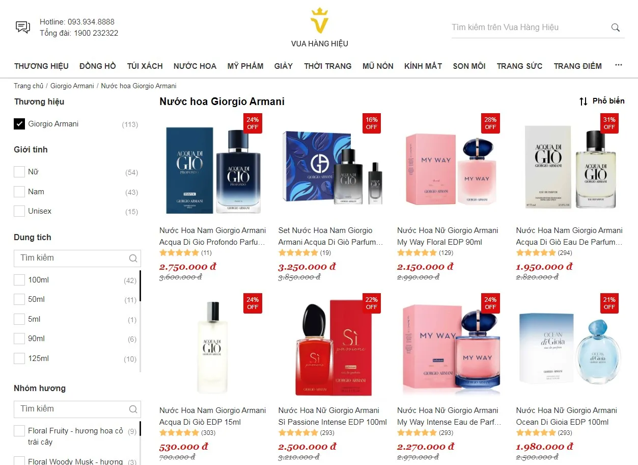 Mua Nước Hoa Giorgio Armani Chính Hãng Tại Vua Hàng Hiệu