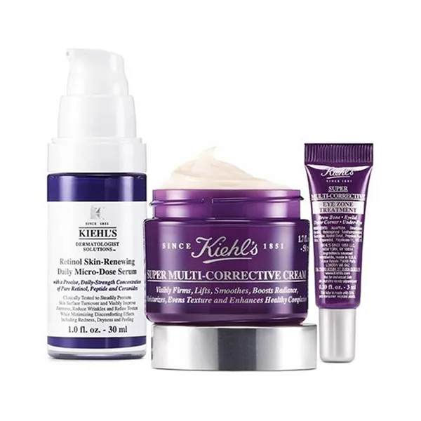 Set Dưỡng Da Kiehl's Seriously Correcting Skin Smoothers Skincare Set 3 Món (Serum 30ml + Kem Dưỡng 50ml + Kem Mắt 3ml) - Mỹ phẩm - Vua Hàng Hiệu