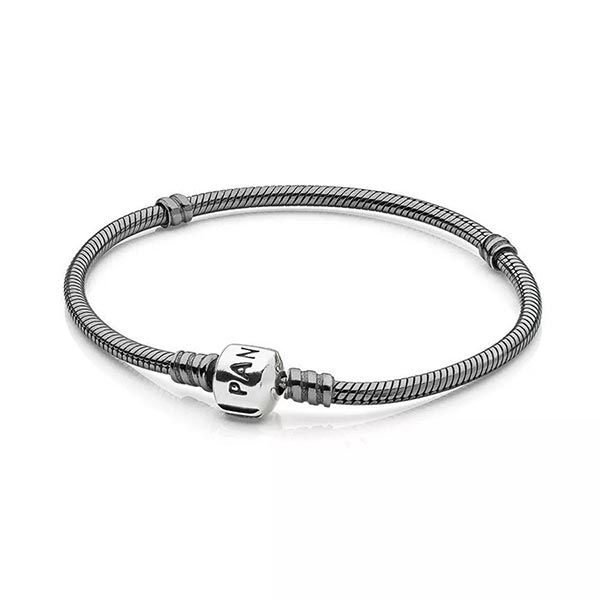Vòng Đeo Tay Pandora Oxidized Sterling Bracelet With Silver Snap Clasp 590702-OX-B Màu Xám Bạc Size 17 - Trang sức - Vua Hàng Hiệu