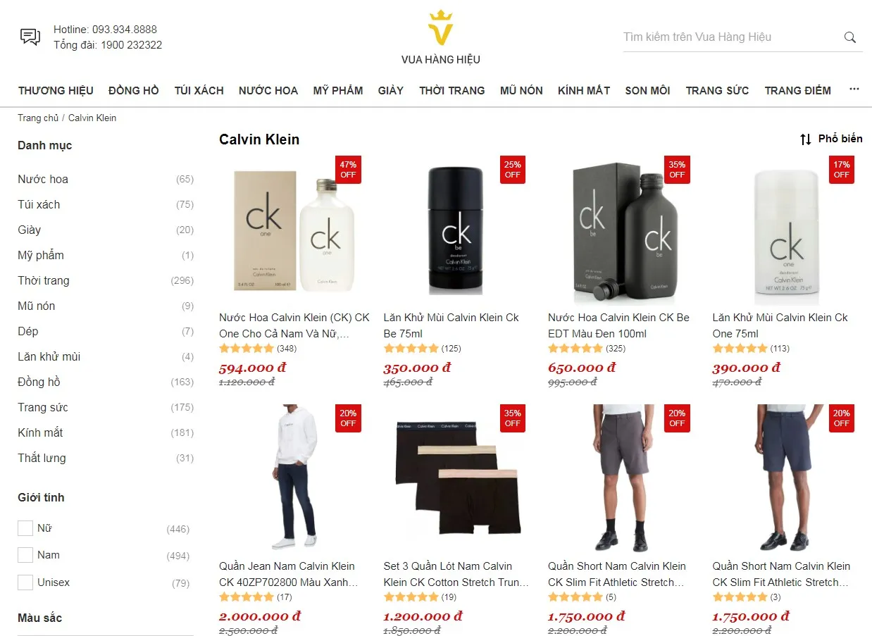 Mua Đồ Calvin Klein Chính Hãng Tại Vua Hàng Hiệu