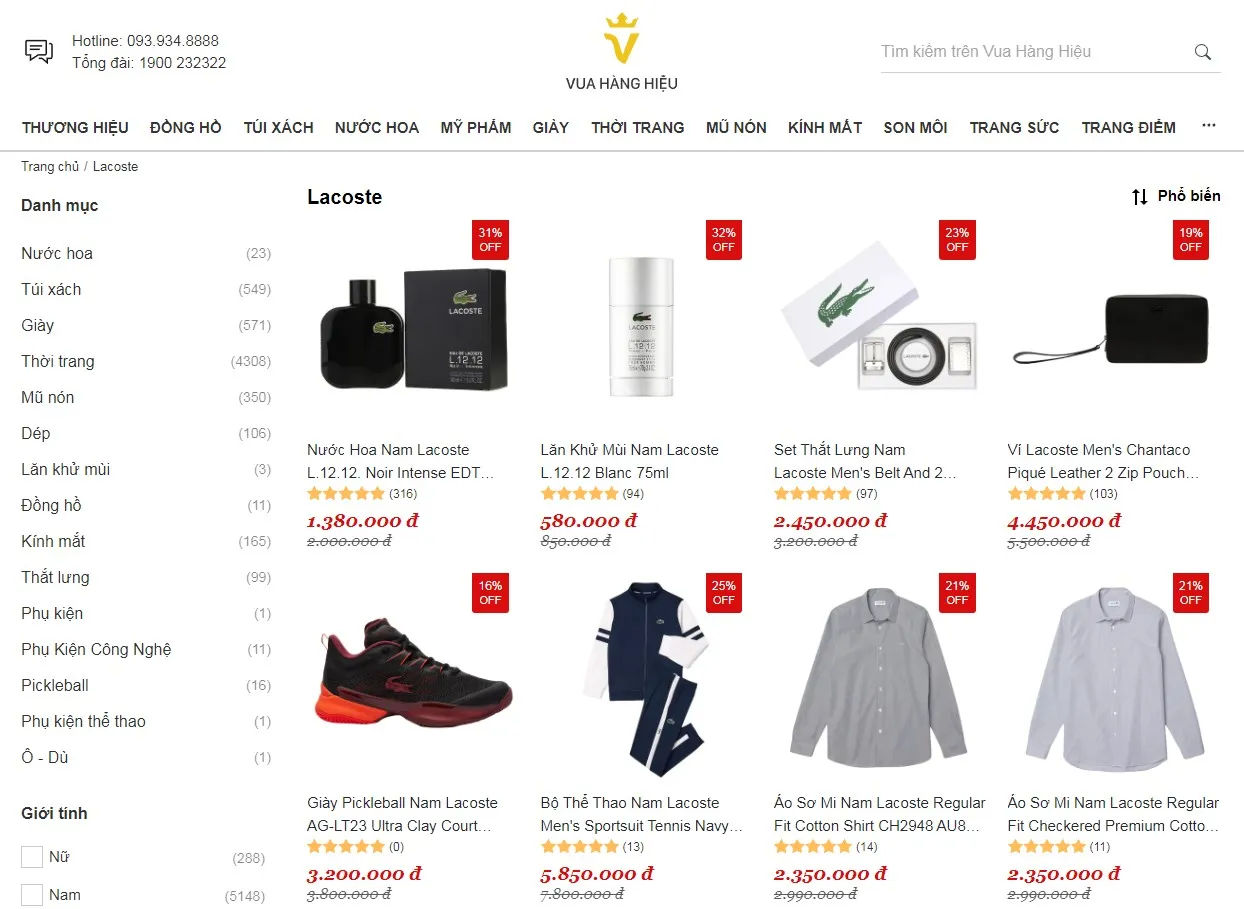 Mua Đồ Lacoste Chính Hãng Tại Vua Hàng Hiệu