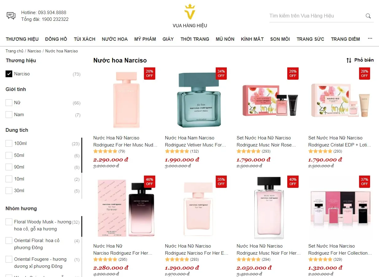 Mua Nước Hoa Narciso Chính Hãng Tại Vua Hàng Hiệu
