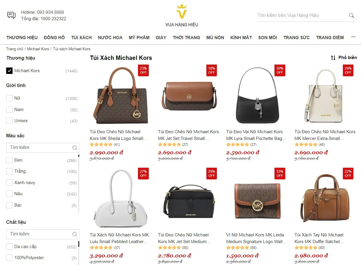 Mua Túi xách Michael Kors Chính Hãng tại Vua Hàng Hiệu