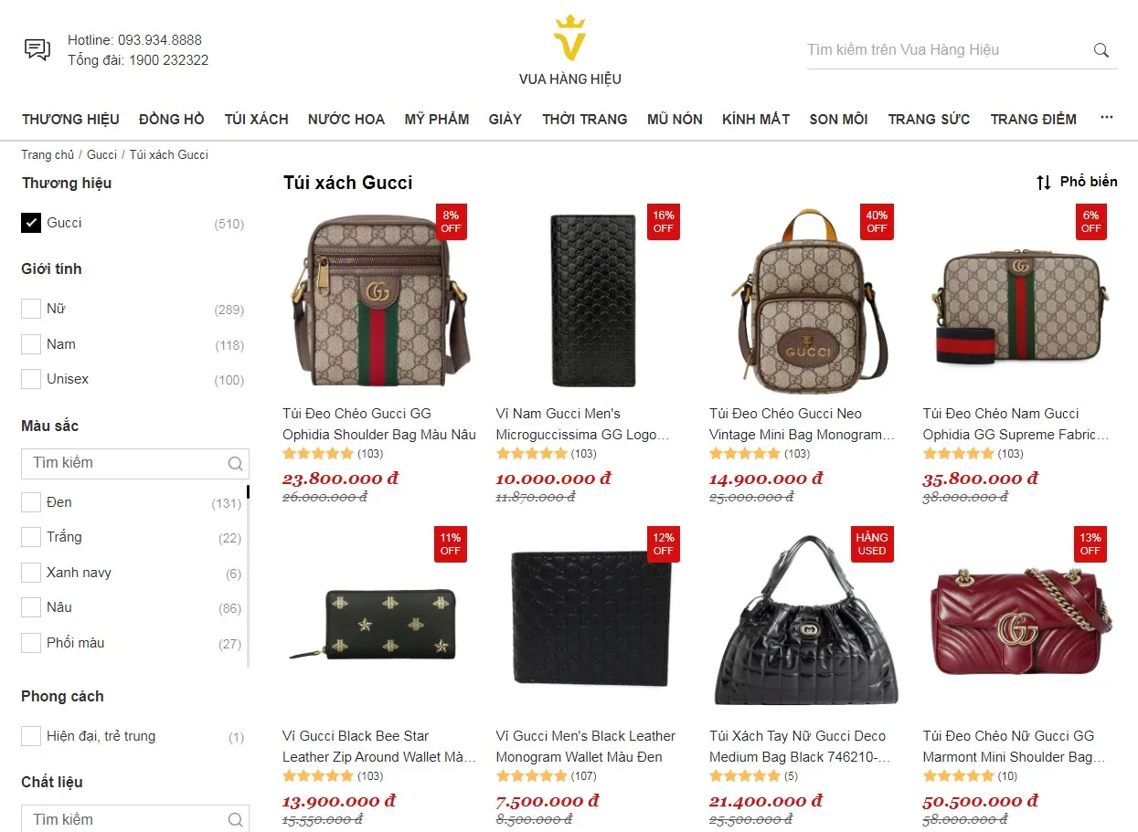 Mua Túi xách Gucci Chính Hãng tại Vua Hàng Hiệu