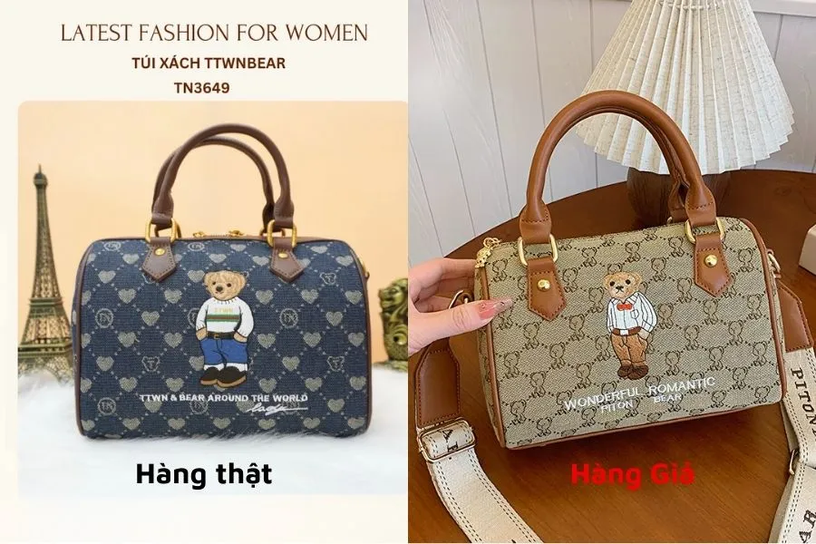 Kiểm tra logo và chi tiết hình gấu bear
