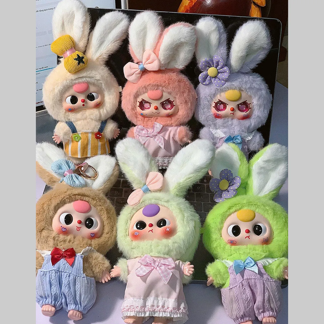 Set Móc Khóa Baby Three Macaron Cute Bunny Series Plush Blind Box Phối Màu - Phụ kiện - Vua Hàng Hiệu