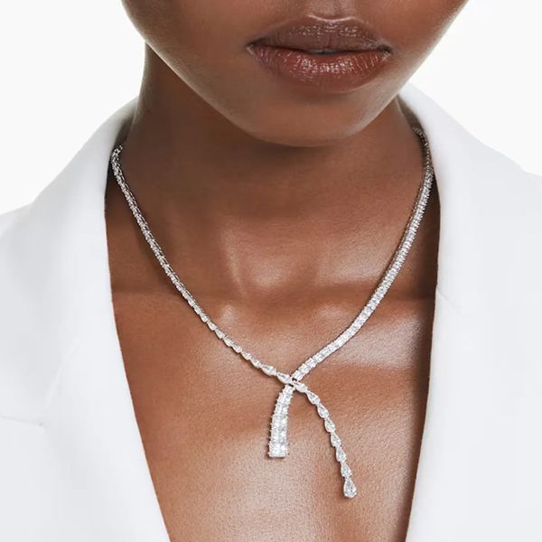 Dây Chuyền Nữ Swarovski Matrix Necklace V White Màu Bạc - Trang sức - Vua Hàng Hiệu