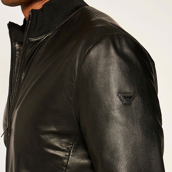Áo Khoác Nam Emporio Armani Leather Jacket Regular Fit O1B51P Màu Đen Size XS - Thời trang - Vua Hàng Hiệu