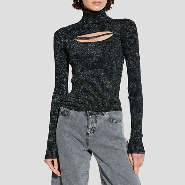 Áo Len Nữ Versace Jean Conture In Black With Lurex Ribbed Knit Turtleneck 77HAFM22CM60H899 Màu Đen Size XS - Thời trang - Vua Hàng Hiệu