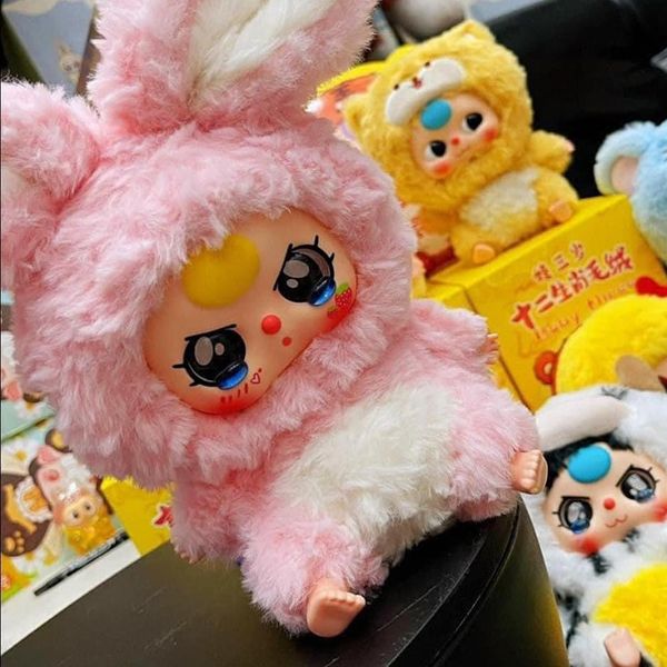 Búp Bê Baby Three Chinese Zodiac Plush Doll Blind Box Mặt Dâu Màu Hồng - Đồ chơi mô hình - Vua Hàng Hiệu