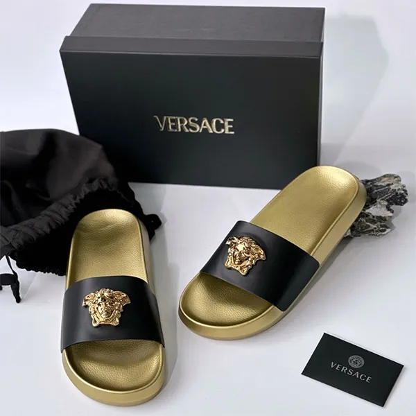 Dép Nam Versace Medusa Logo In Black Gold 1010643 DV46G 1B00V Màu Vàng Đen Size 39 - Dép - Vua Hàng Hiệu