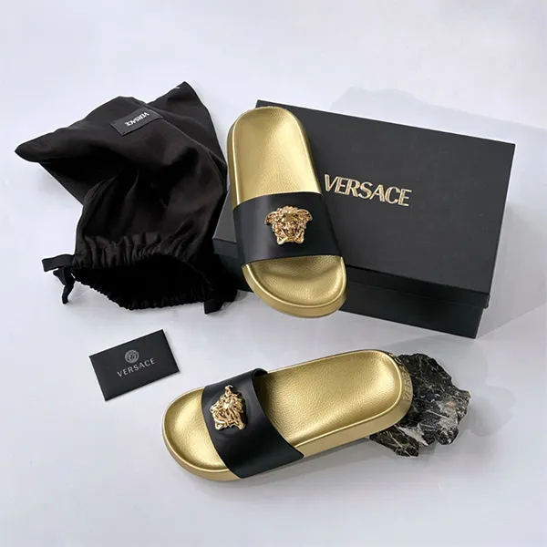 Dép Nam Versace Medusa Logo In Black Gold 1010643 DV46G 1B00V Màu Vàng Đen Size 39 - Dép - Vua Hàng Hiệu