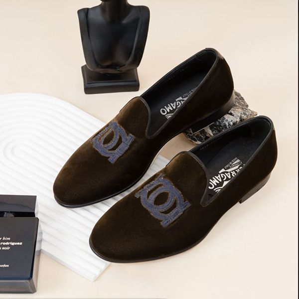 Giày Lười Nam Salvatore Ferragamo Loafers With Embroidered Logo In Brown Suede 96LC-27866 Màu Nâu Đen Size 7.5 - Giày - Vua Hàng Hiệu