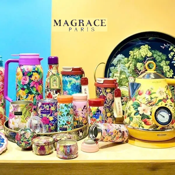 Bình Giữ Nhiệt Magrace Paris Inox 316 Màu Hồng Họa Tiết 220ml - Cốc - Vua Hàng Hiệu
