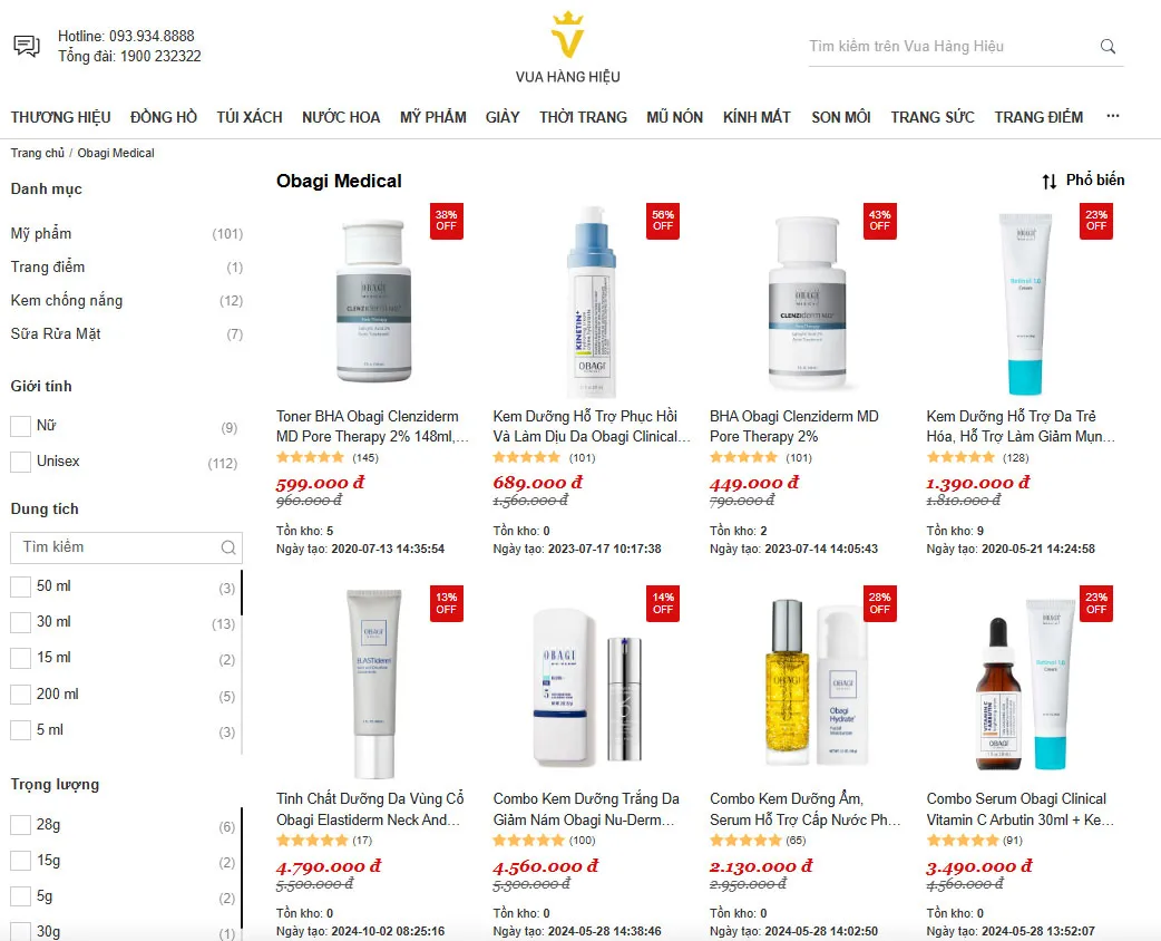 Mua Đồ Obagi Medical Chính Hãng Tại Vua Hàng Hiệu