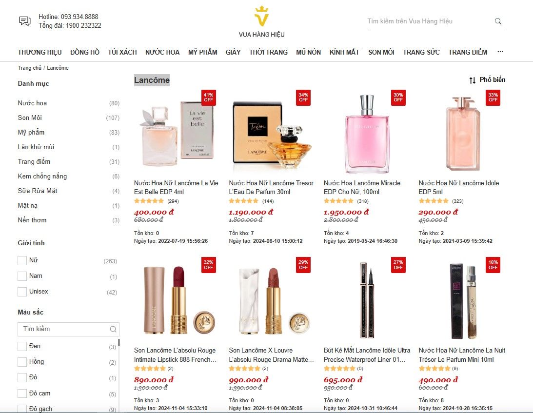 Mua Đồ Lancôme Chính Hãng Tại Vua Hàng Hiệu