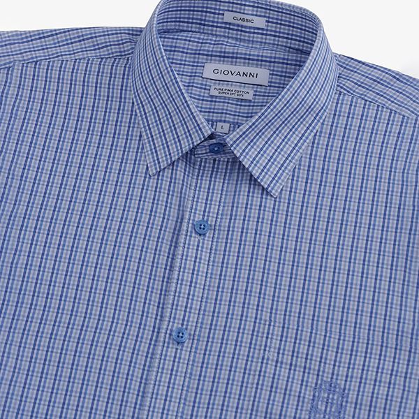 Áo Sơ Mi Dài Tay Nam Giovanni GLS0323-1OB Kẻ Caro Màu Xanh Da Trời Size L - Thời trang - Vua Hàng Hiệu