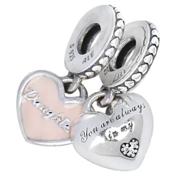 Hạt Vòng Charm Pandora Mother & Daughter Hearts Dangle Charm 792072EN40 Màu Hồng - Trang sức - Vua Hàng Hiệu