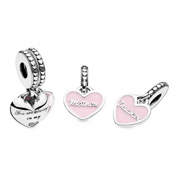 Hạt Vòng Charm Pandora Mother & Daughter Hearts Dangle Charm 792072EN40 Màu Hồng - Trang sức - Vua Hàng Hiệu