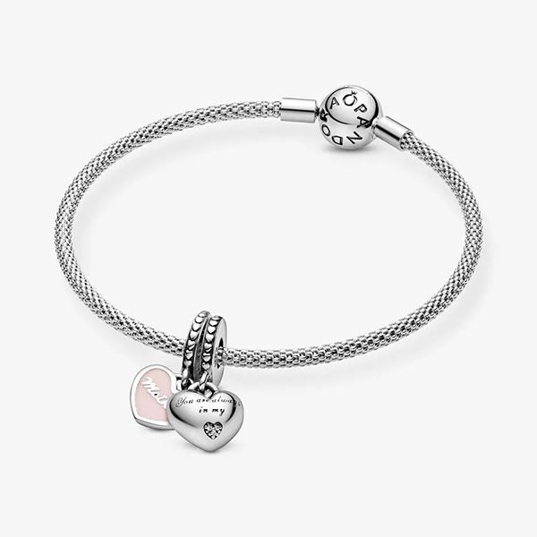 Hạt Vòng Charm Pandora Mother & Daughter Hearts Dangle Charm 792072EN40 Màu Hồng - Trang sức - Vua Hàng Hiệu